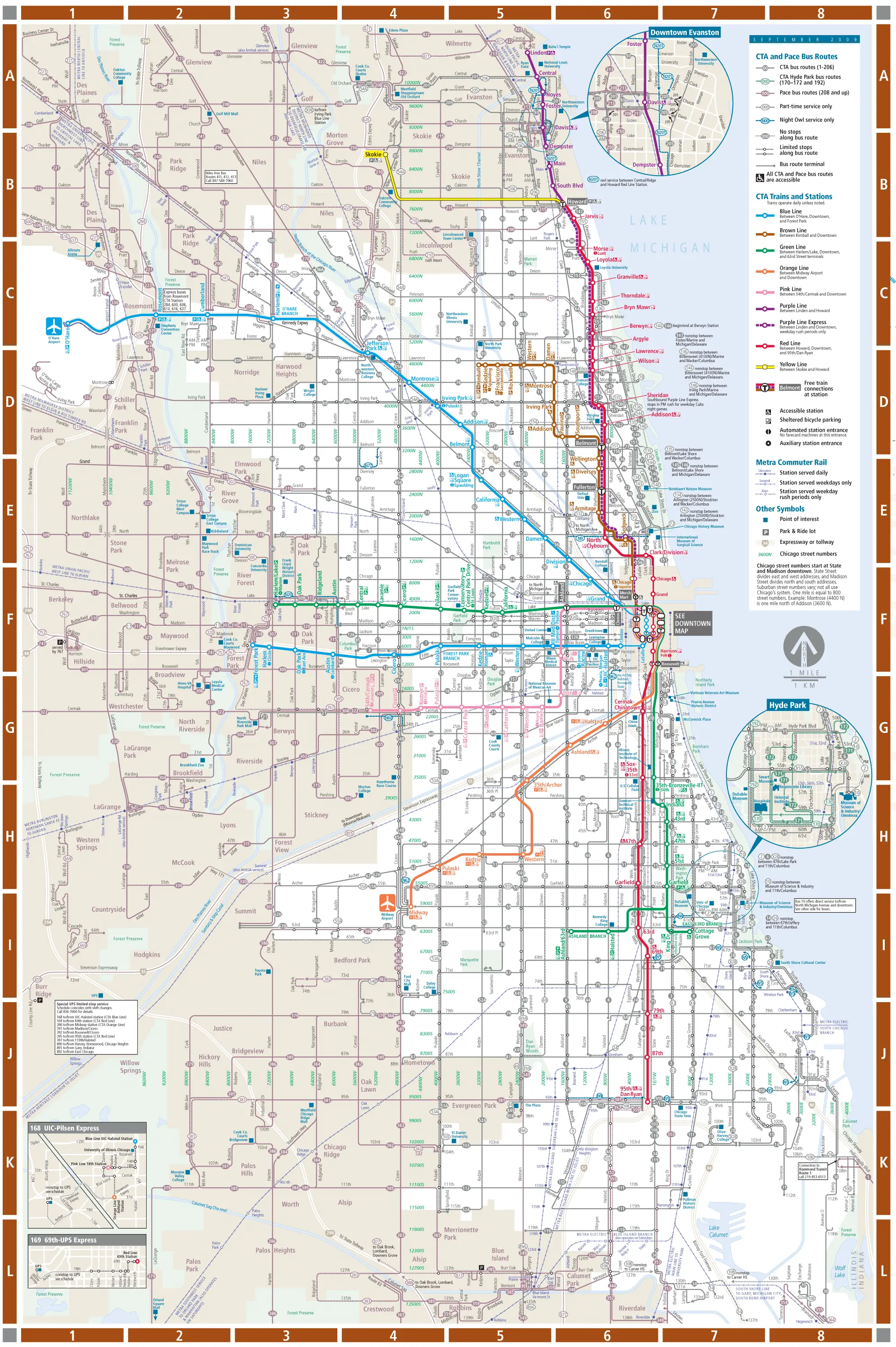 Chicago Detailed Rail Transport Map