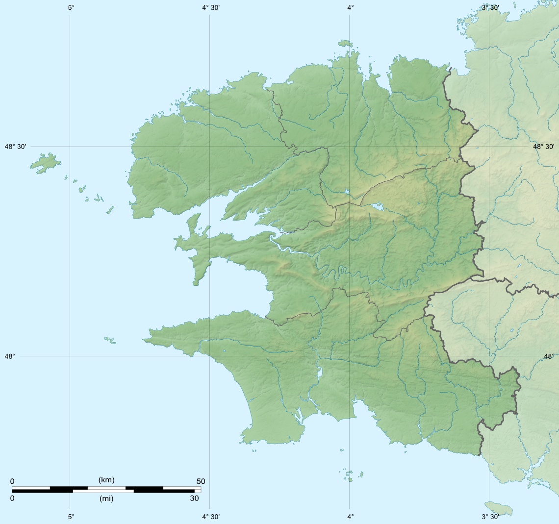 Finistere Department Relief Location Map