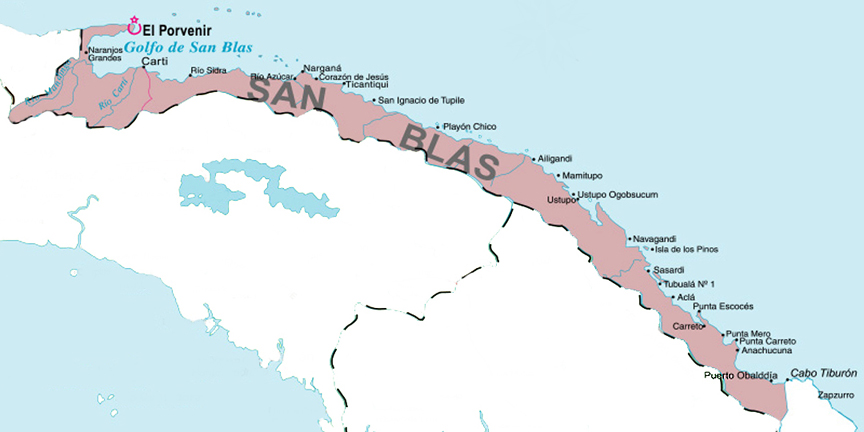 Kuna Yala (san Blas) Panama Political Map
