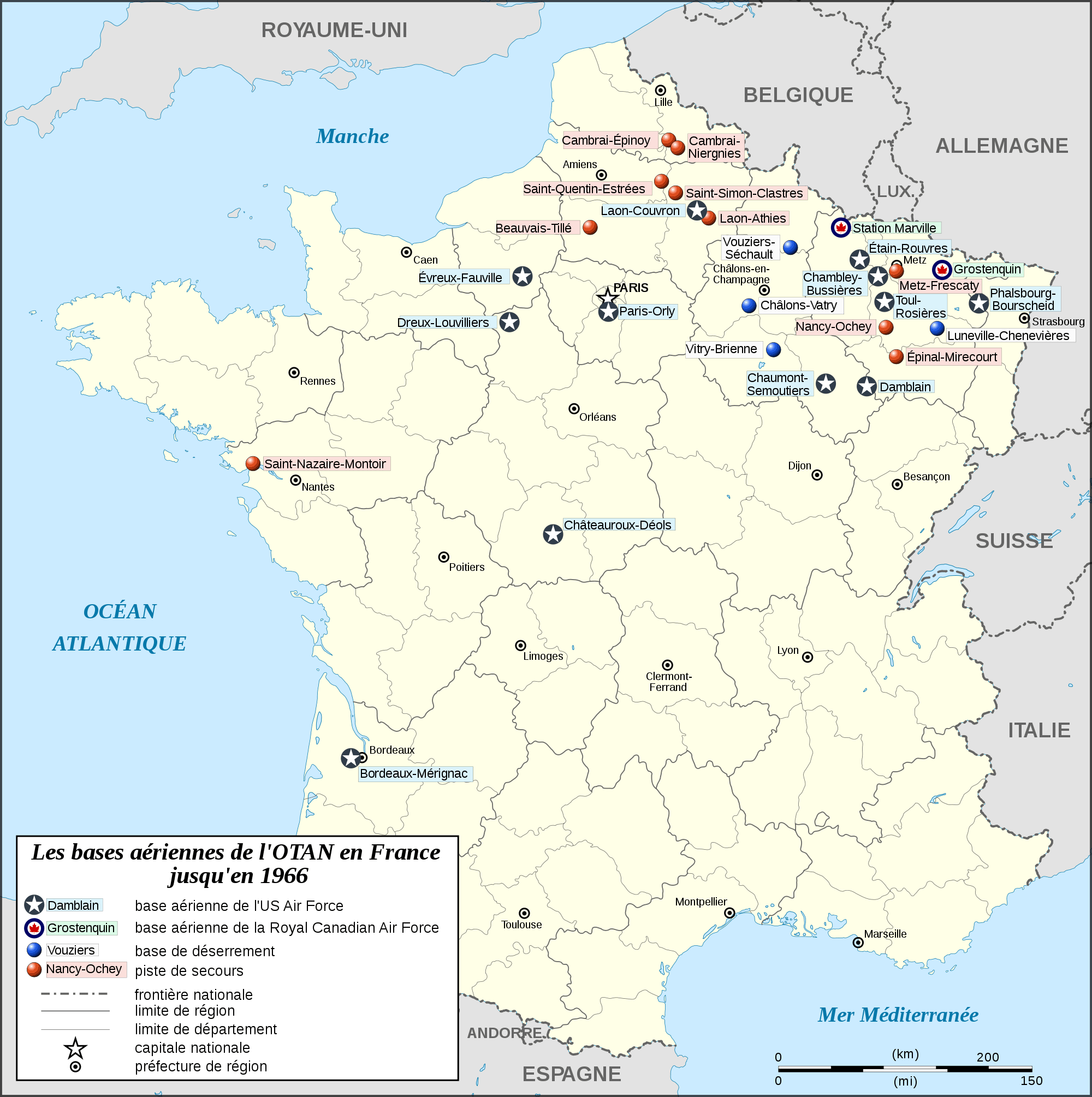 Nato Airbases In France Map Fr To 1966