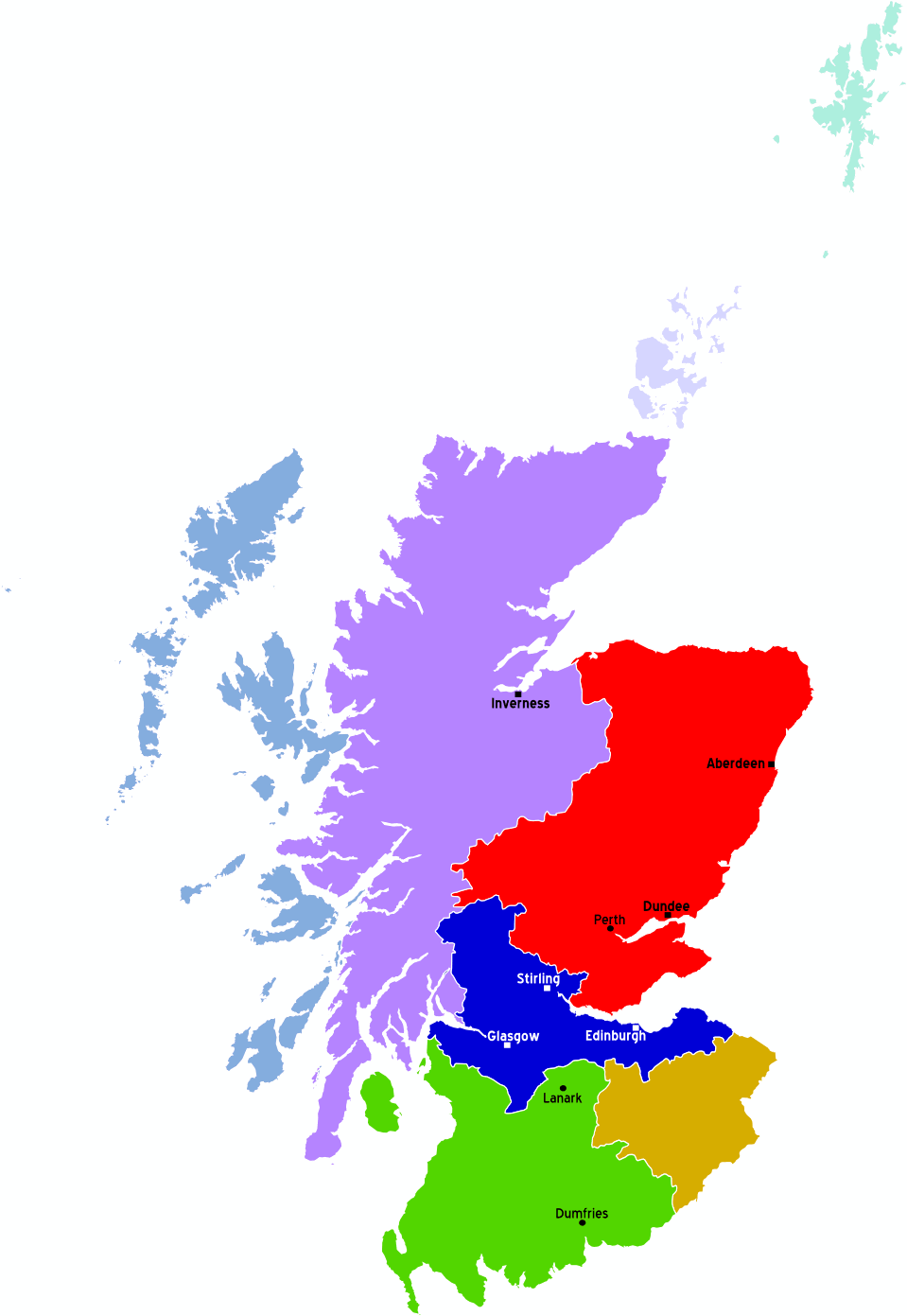 Scotland Regions Map