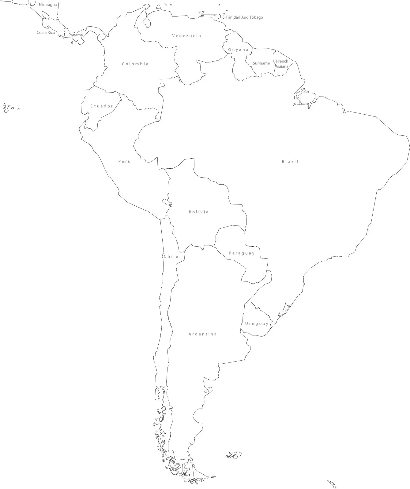 South America Blank Political Map