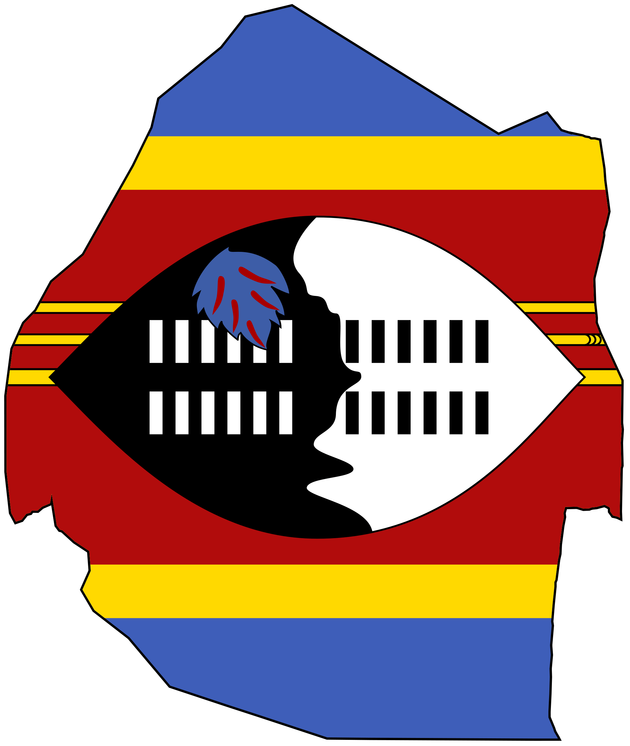 Swaziland Flag Map