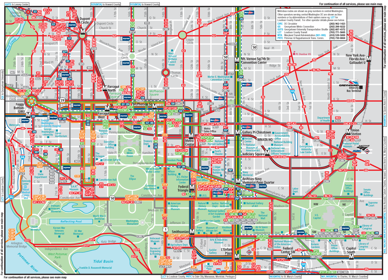 Washington Dc Downtown Metrobus Map (city Center)
