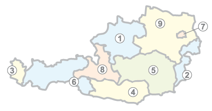 Austria States Numbered