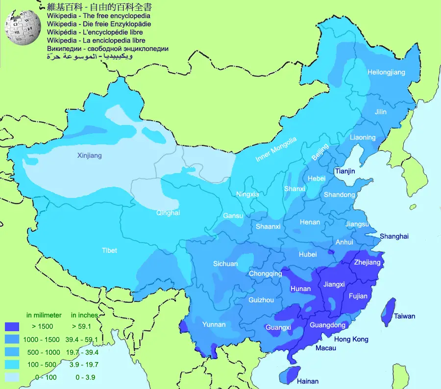 Average Annual Precipitation In China(english)