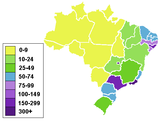 Brazilian States By Population Density