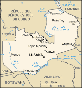 Carte De La Zambie Fr