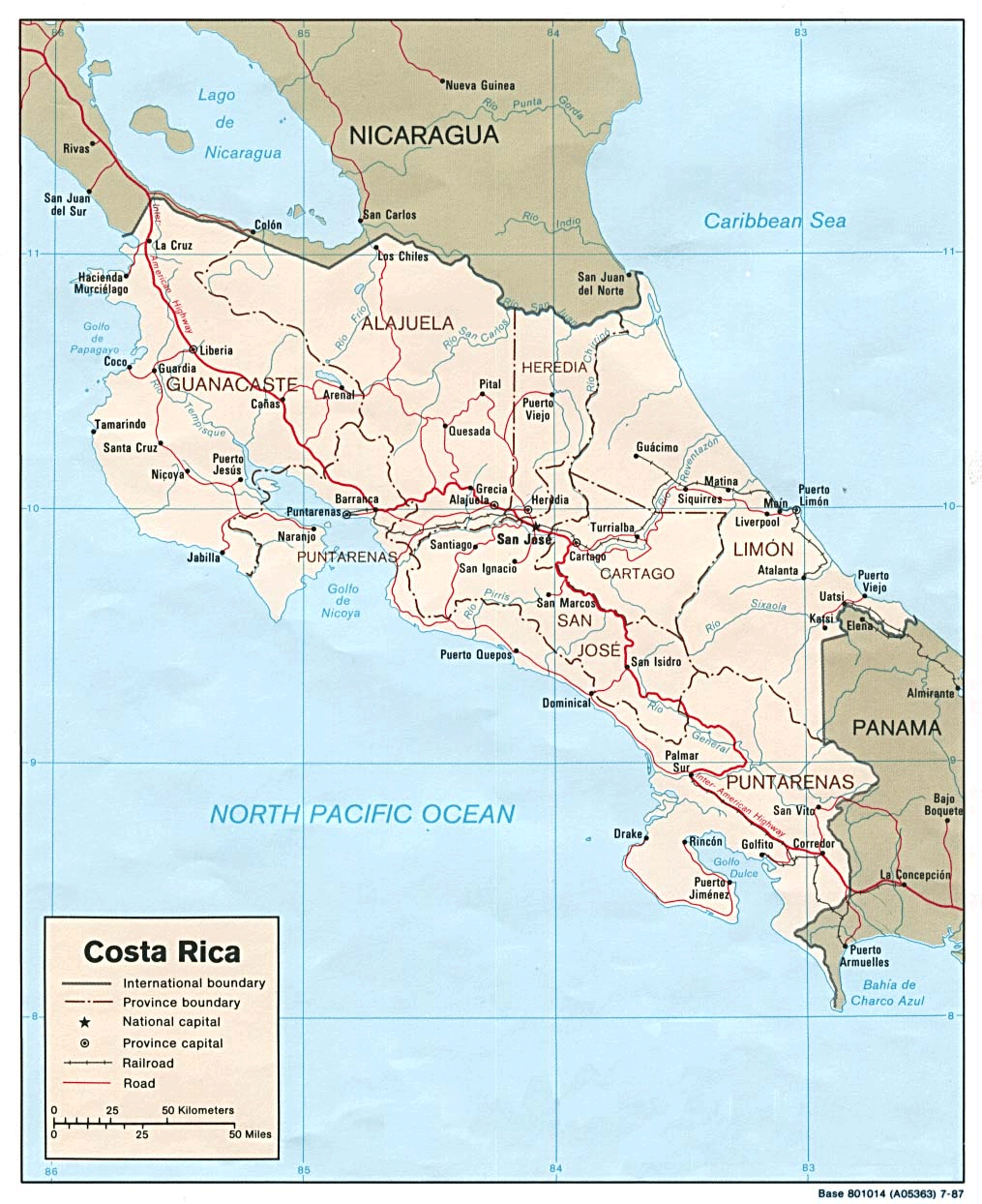 Costa Rica Map Detail