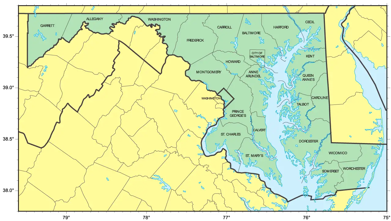 Counties Map of Maryland