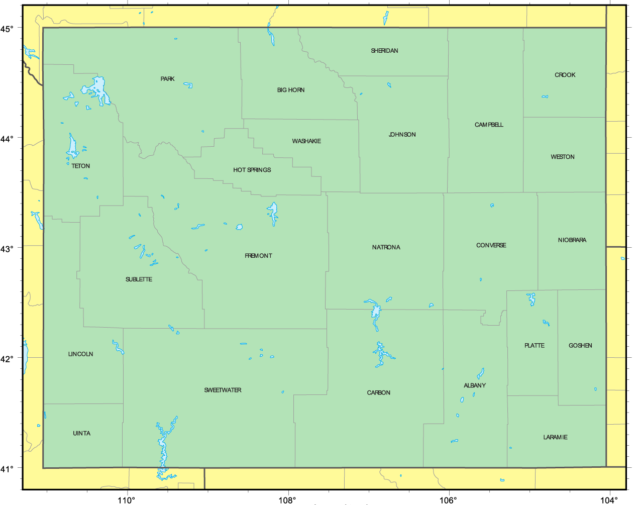 Counties Map of Wyoming