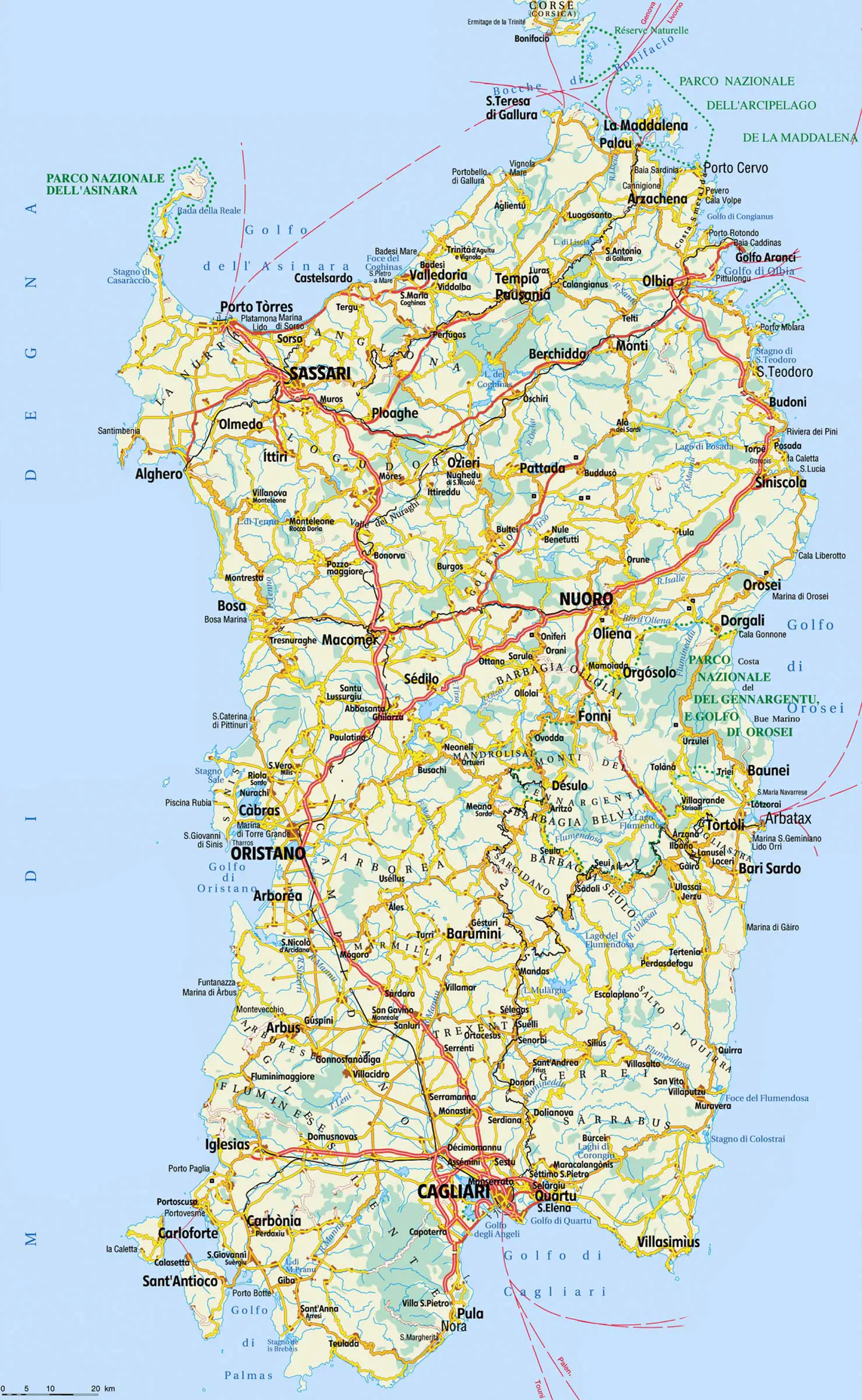 Detailed Map Sardinia Mapsofnet