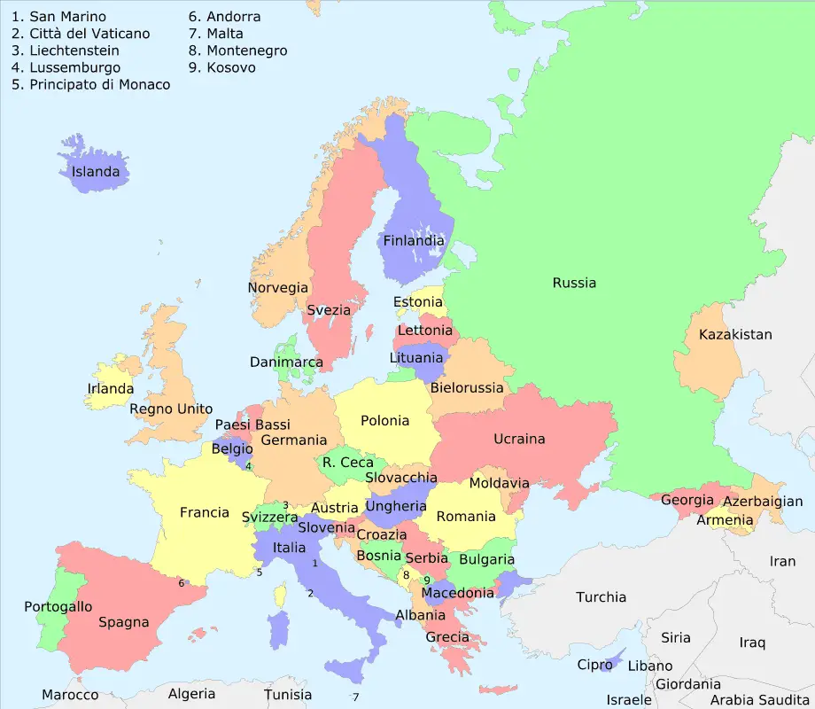 Europa It Politica Coloured - MapSof.net
