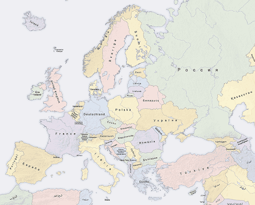 Europe Countries Map Local Lang 1 2
