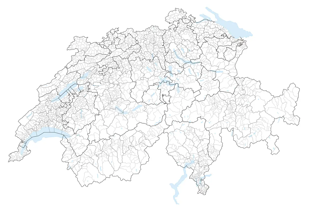 Karte Gemeinden Der Schweiz 2007 - Mapsof.Net