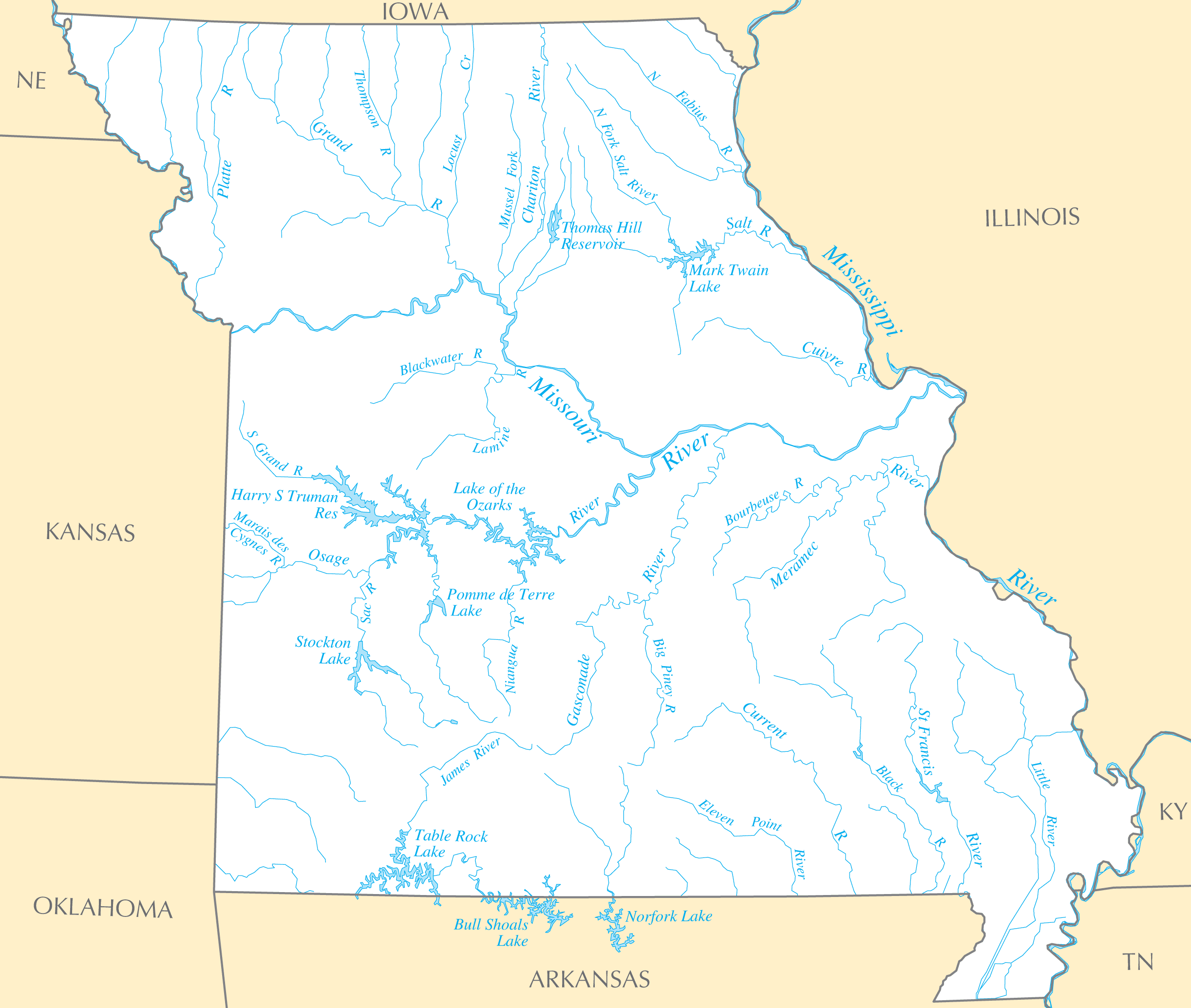 Missouri Rivers And Lakes