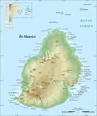 Mauritius Island Topographic Map French