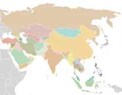Asia Map Pastel Plain