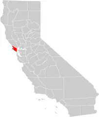 California County Map (marin County Highlighted)