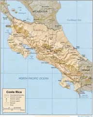 Costa Rica Map Shaded Relief