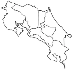 Costa Rica Provinces Blank