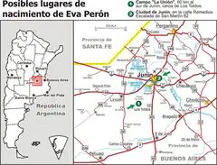 Eva Peron Birthplaces Map