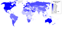 Gdp Per Capita Ppp World Map 2005 Copy One Colour