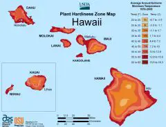 Hawaii Plant Hardiness Zone Map