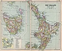 Historical Map New Zealand North Island (1913)