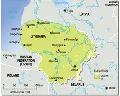 Lithuania Topographic Map