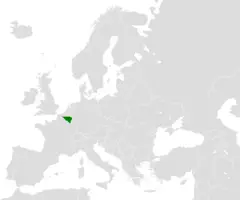 Location Map For Wallonia In Europe