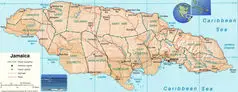 Map Physical Jamaica