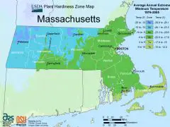 Massachusetts Plant Hardiness Zone Map