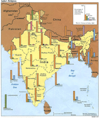Religions Map of India 1987