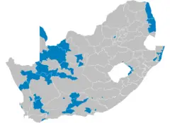 South Africa Districts Showing Dmas