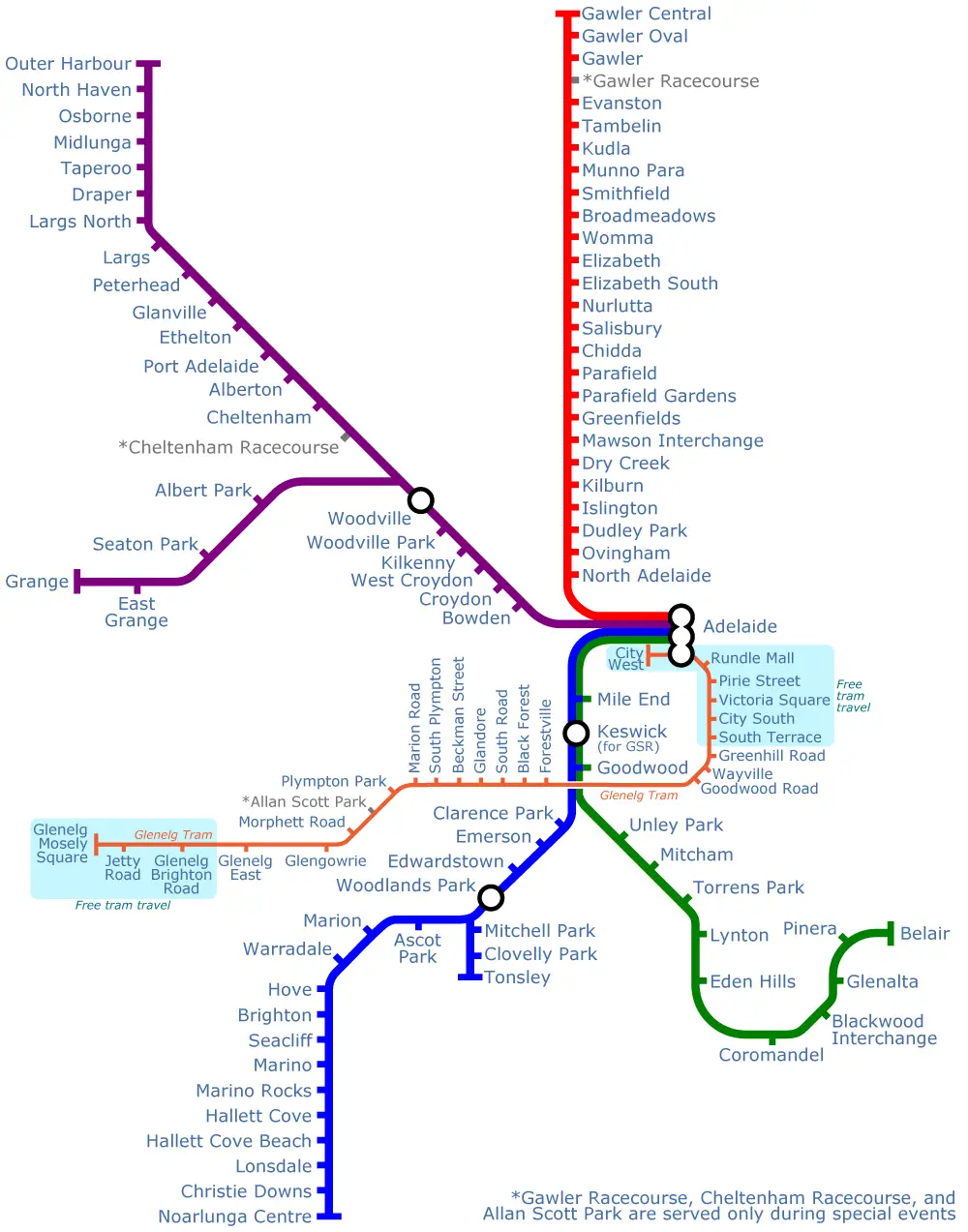 Adelaide Metro System Map (subway)