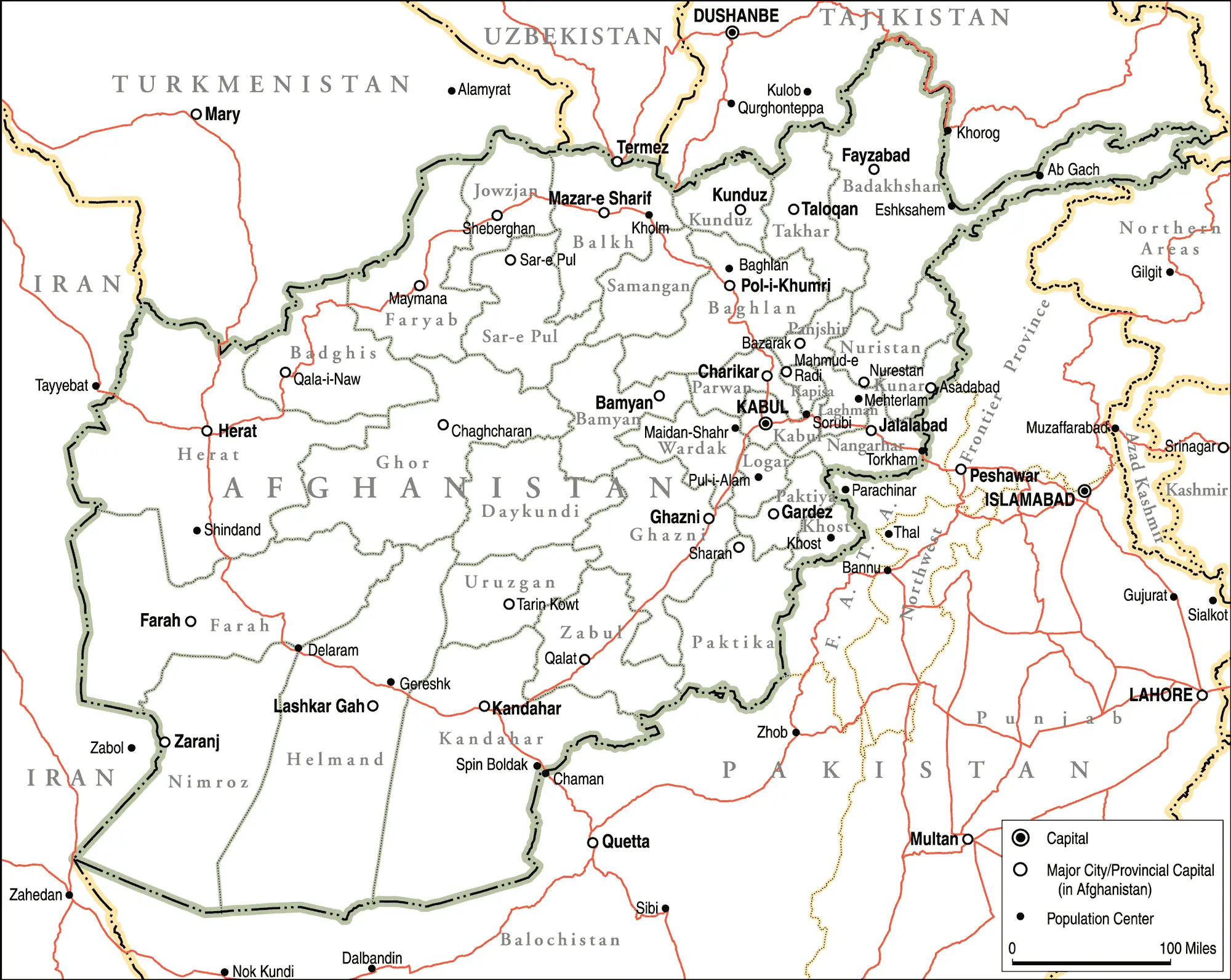 Afghanistan Political Map Full