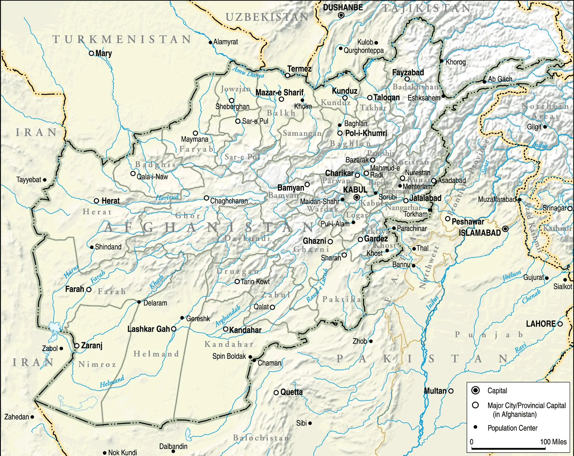 Afghanistan Topographical Map
