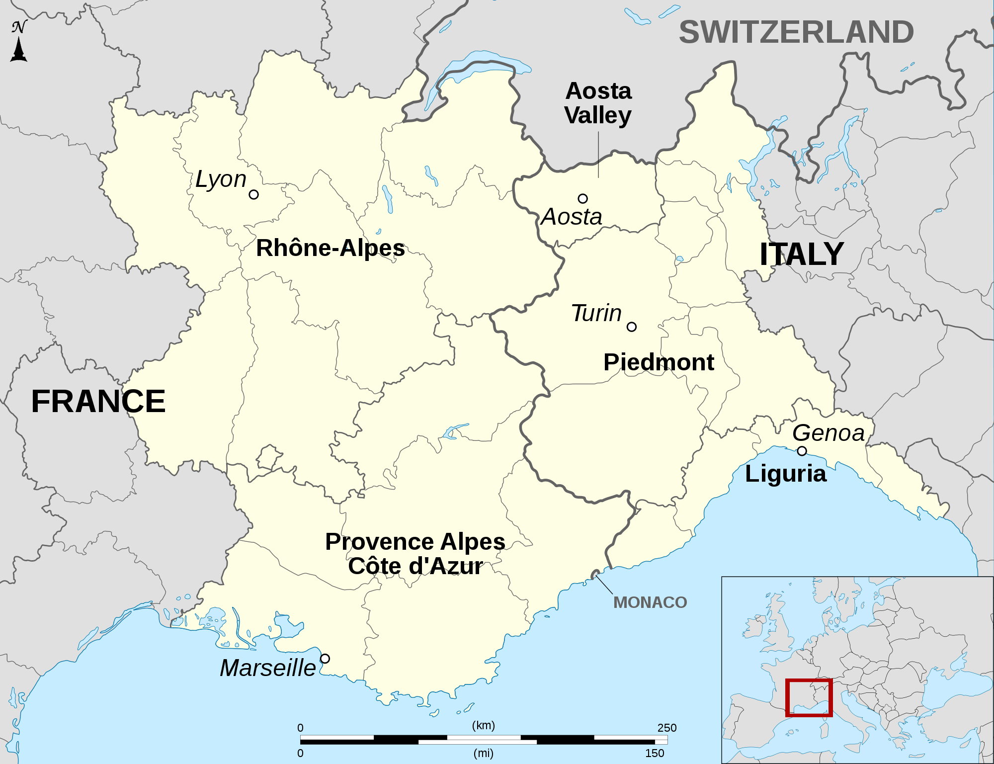 Alps Mediterranean Euroregion Map