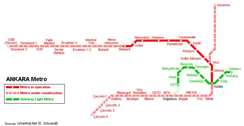 ankara metro map mapsof net