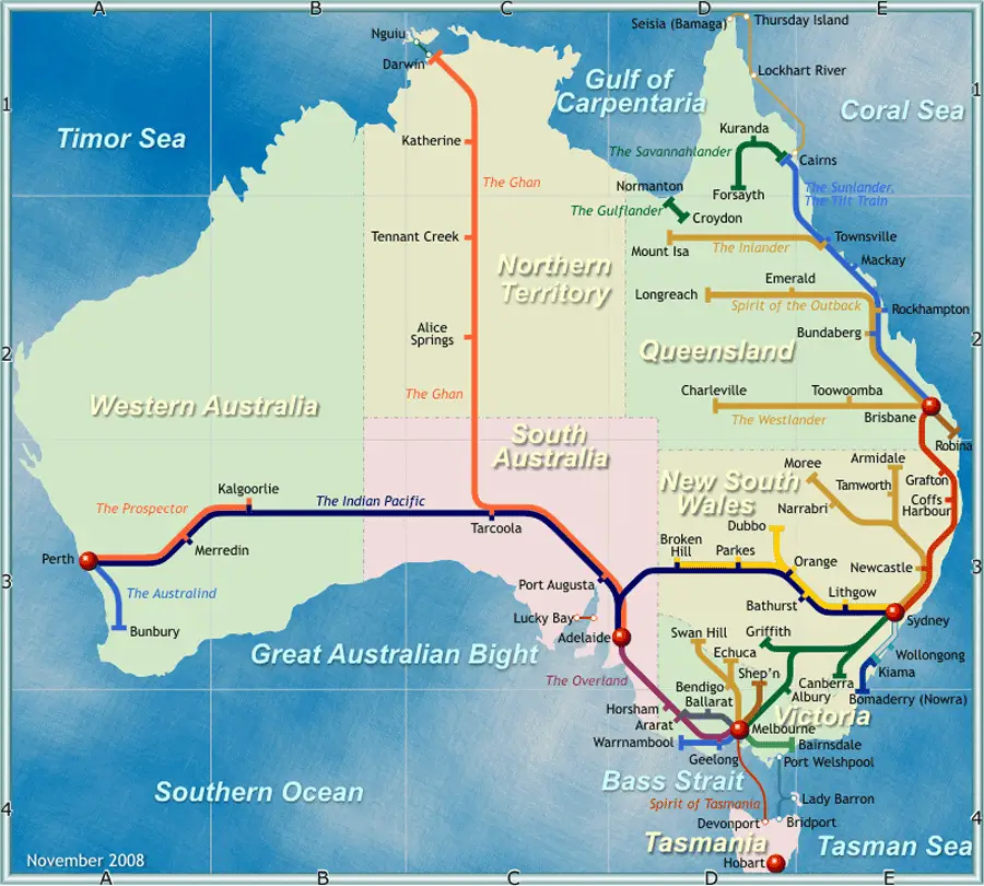Australia Railway Map