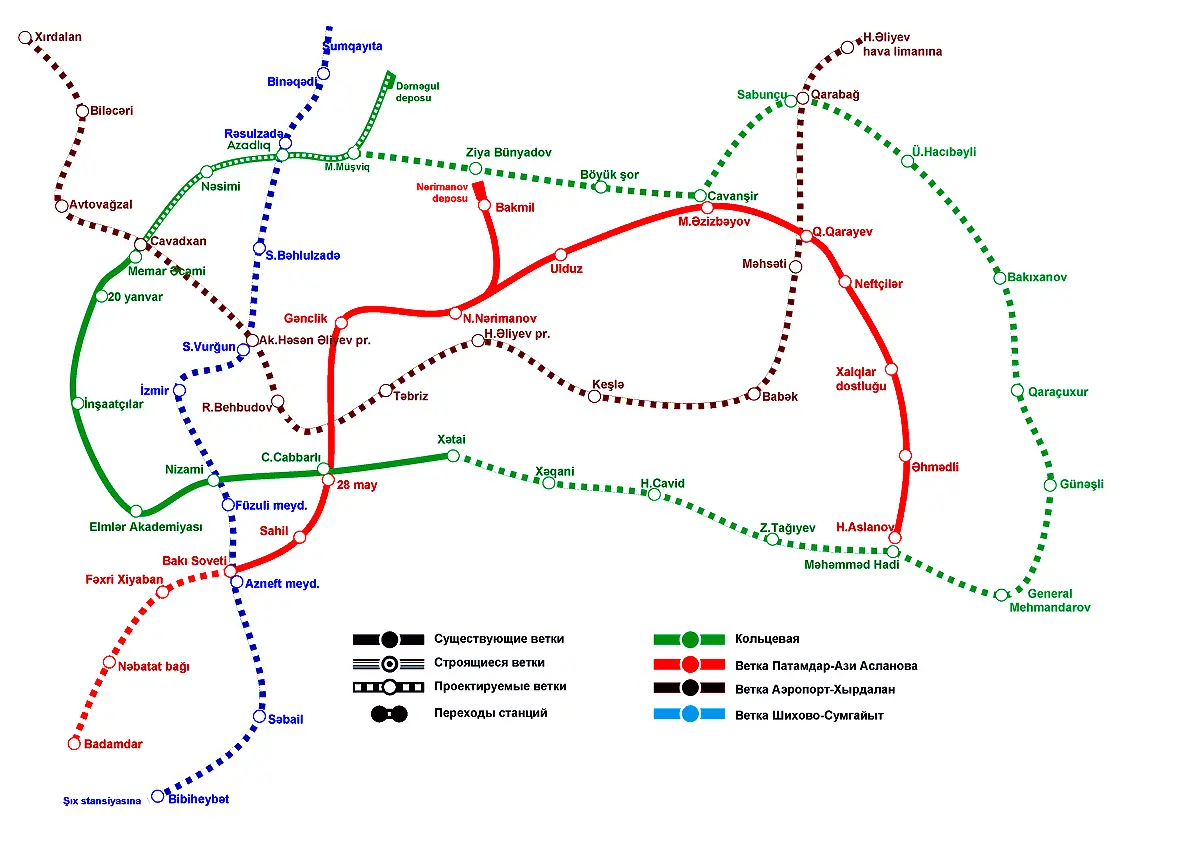 Baku Metro System Map - Mapsof.Net