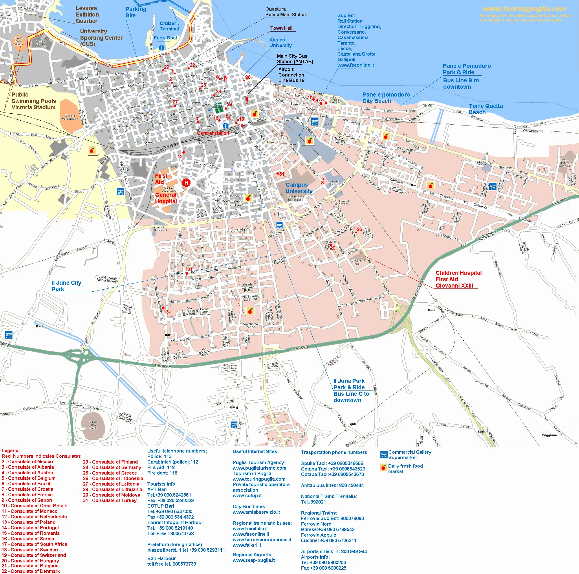 Bari Detailed City Map