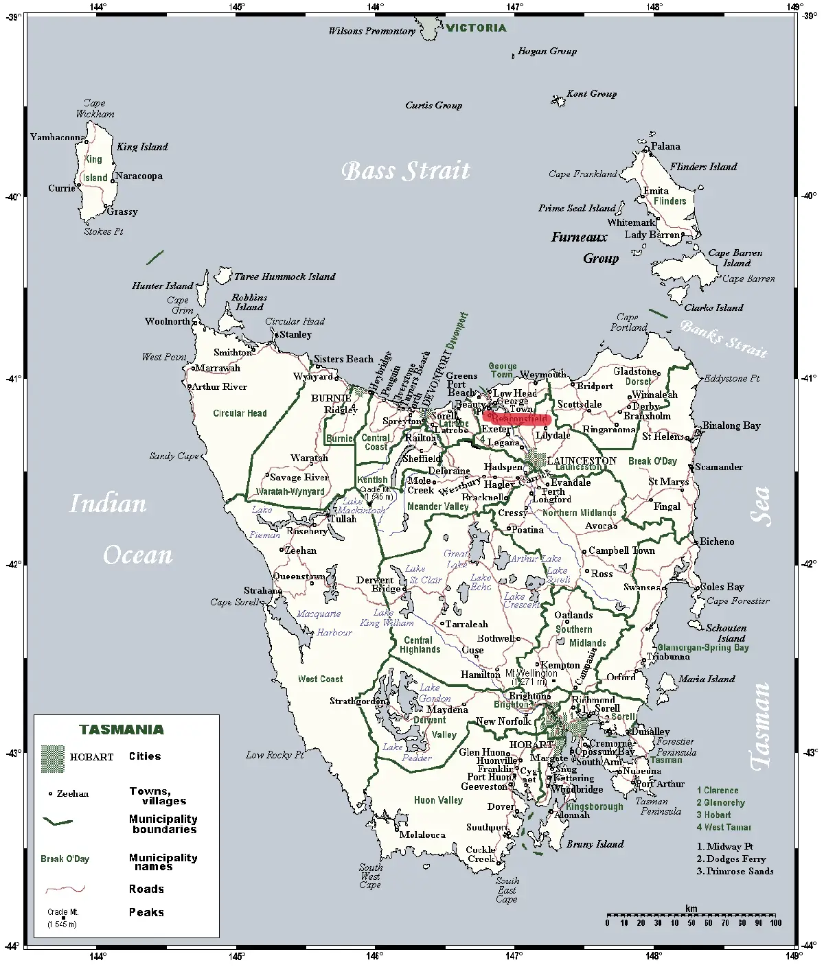 Beaconsfield Tasmania Location Map