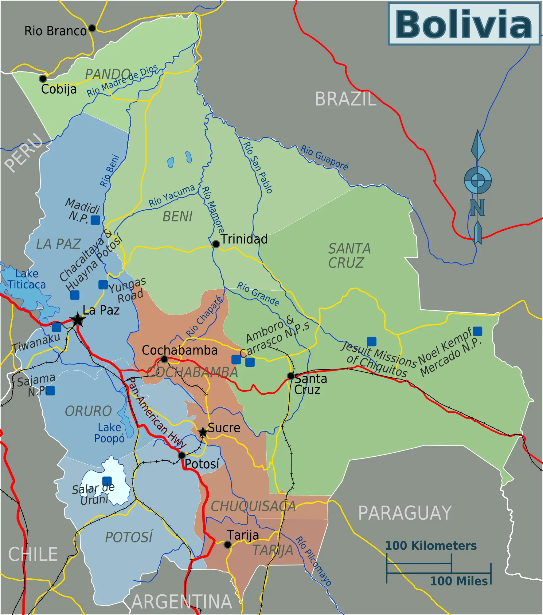 Bolivia Regions Map