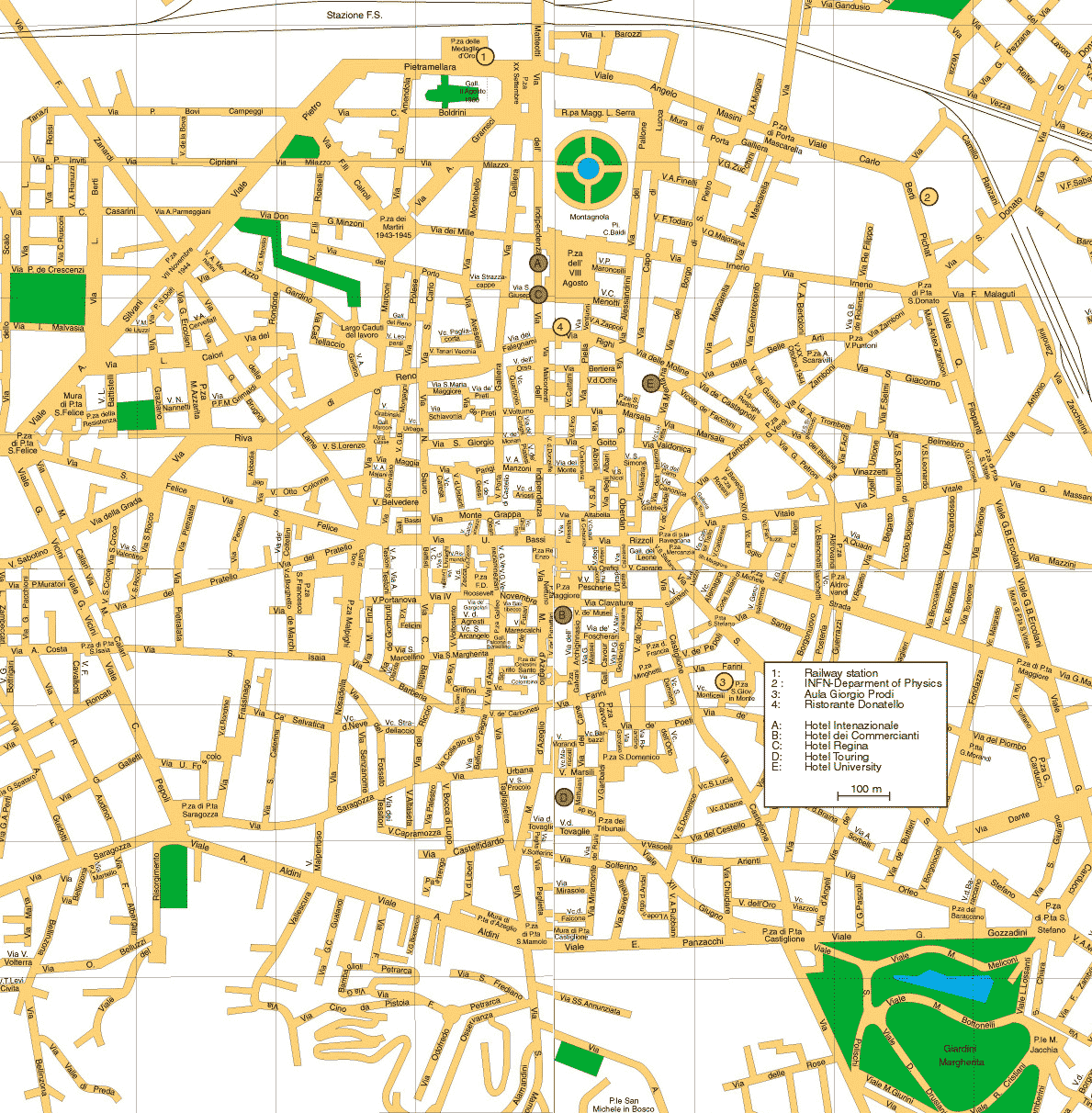 Bologna City Center Map Mapsofnet 500x357 Bologna City Center Map Mapsofnet 500x357