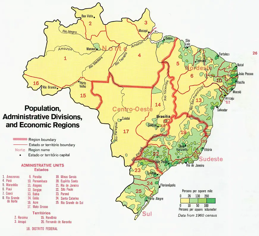 Brazil Population Map 1977