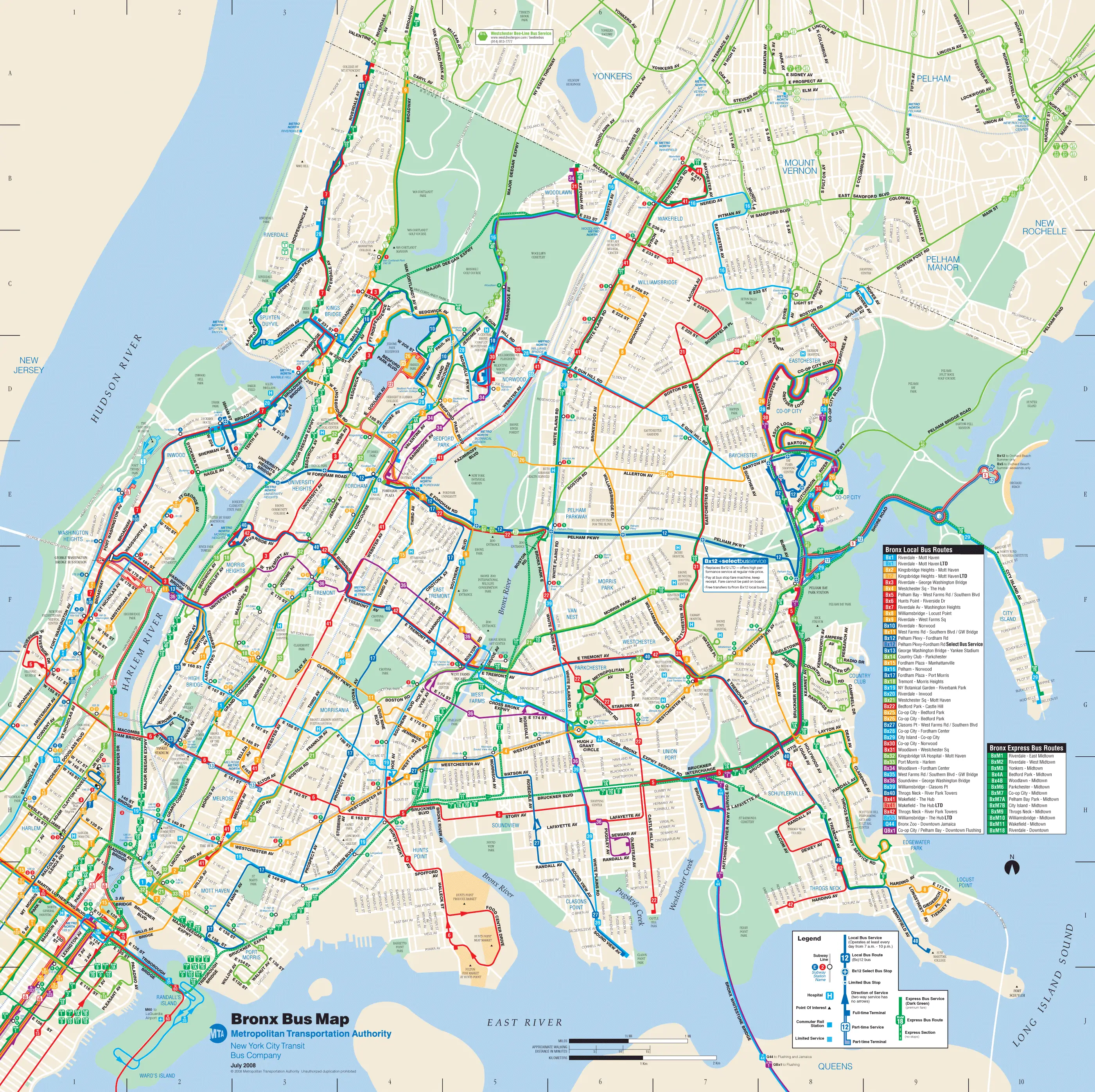 Bronx Bus Map. 