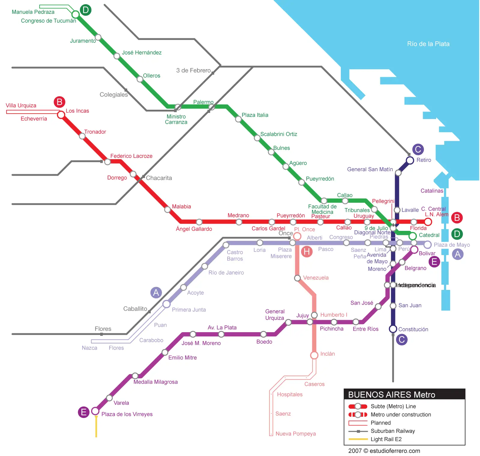 Buenos Aires Metro Map (subway)