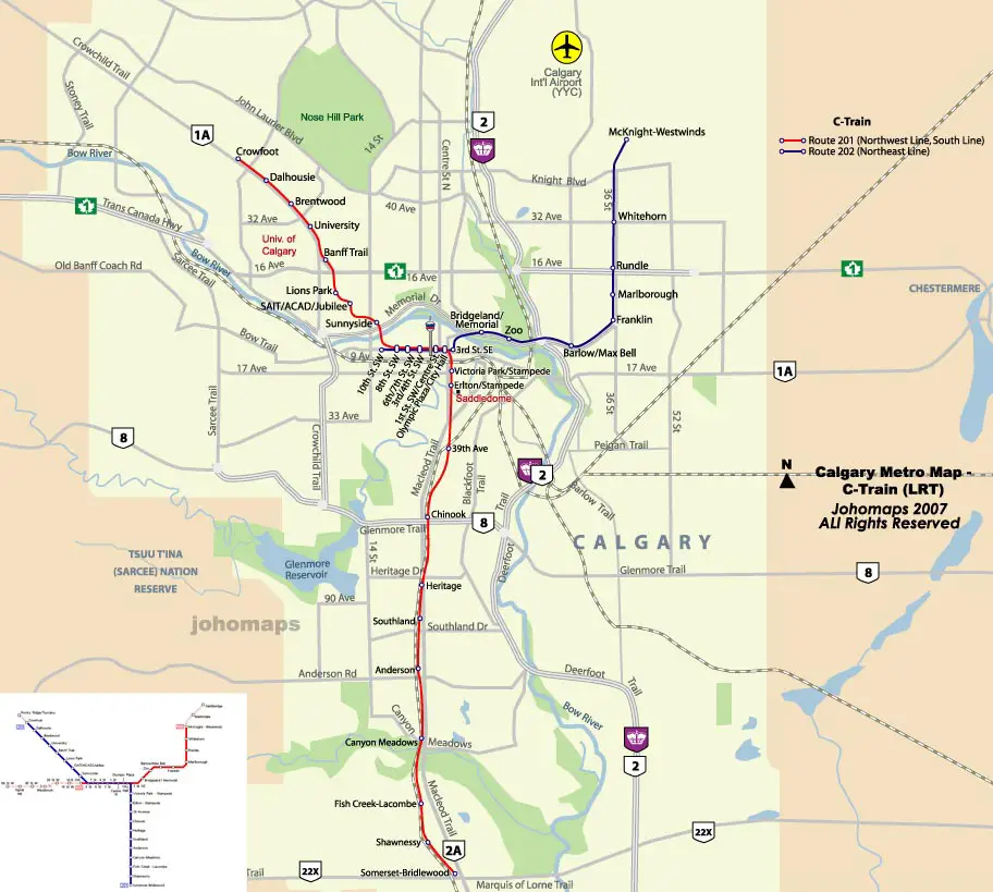 Calgary Metro Map (subway) - Mapsof.Net